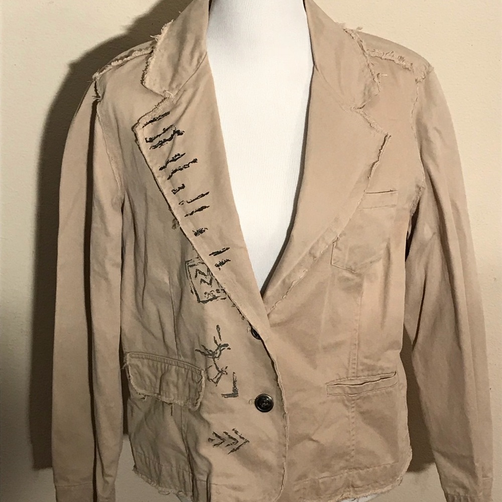 Chico’s Blazer Jacket Size 2 Frayed Distressed